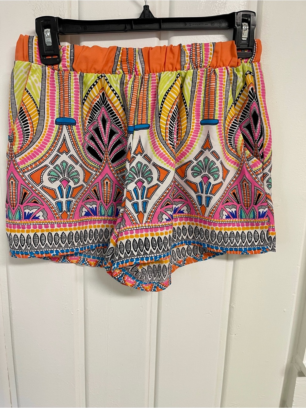 Made in USA Tyche Coral & Pink Patterned Elastic Waist Shorts